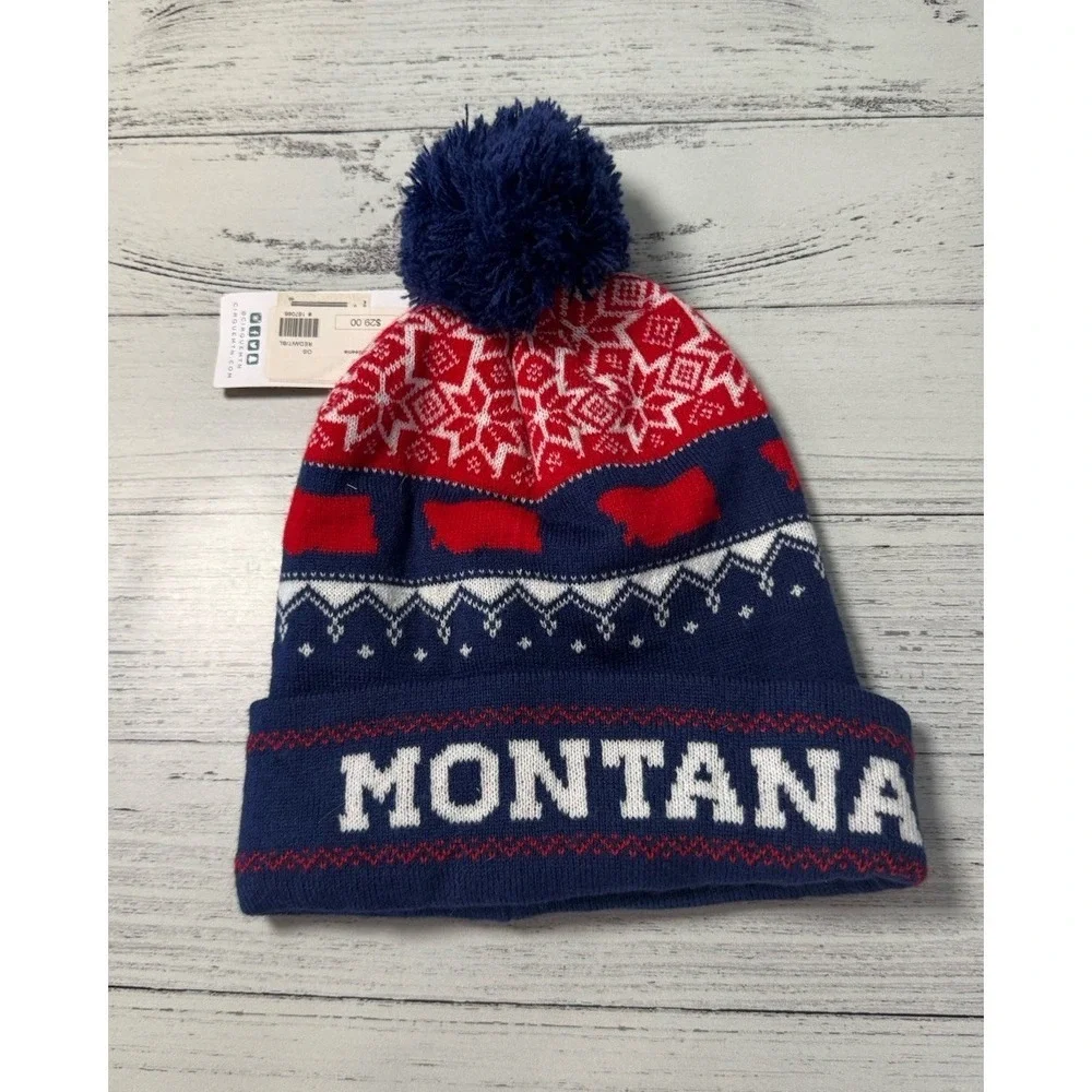 NEW Cirque‎ Montana Blue-Red-White Grand Beanie Soft Knit Cap Unisex One Size